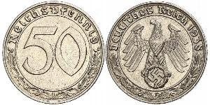 50 Reichpfennig Alemania nazi (1933-1945) Níquel 
