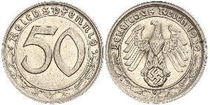 50 Reichpfennig Alemania nazi (1933-1945) Níquel 