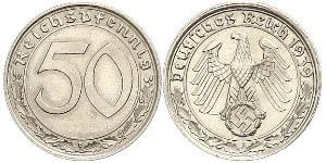 50 Reichpfennig Alemania nazi (1933-1945) Níquel 