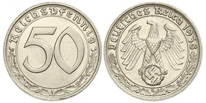 50 Reichpfennig Alemania nazi (1933-1945) Níquel 