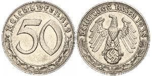 50 Reichpfennig Alemania nazi (1933-1945) Níquel 