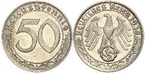 50 Reichpfennig Alemania nazi (1933-1945) Níquel 