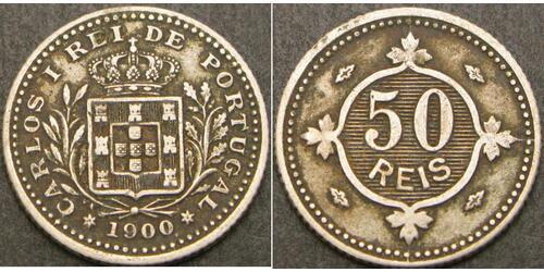 50 Reis Kingdom of Portugal (1139-1910) Copper/Nickel Carlos I of Portugal (1863-1908)