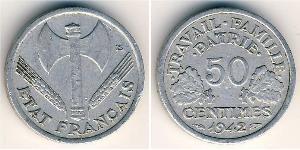 50 Sent Vichy France (1940-1944) Alluminio 