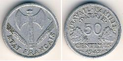 50 Sent Vichy France (1940-1944) Aluminio 