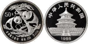50 Yuan Cina Argento 