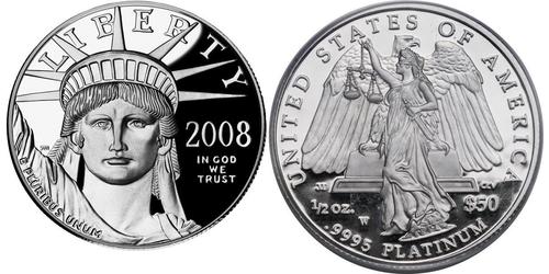 50 Долар США (1776 - ) Платина 