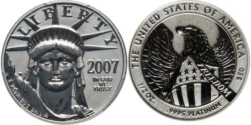 50 Доллар США (1776 - ) Платина 