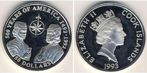 50 Доллар Cook Islands (1965 - ) Серебро 