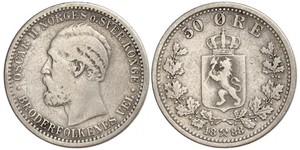 50 Ере United Kingdoms of Sweden and Norway (1814-1905) Срібло Оскар II (1829-1907)
