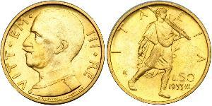 50 Лира Kingdom of Italy (1861-1946) Золото Виктор Эммануил III (1869 - 1947)