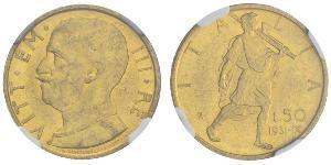 50 Лира Kingdom of Italy (1861-1946) Золото Виктор Эммануил III (1869 - 1947)