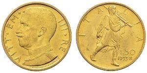 50 Ліра Kingdom of Italy (1861-1946) Золото Виктор Эммануил III (1869 - 1947)