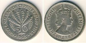 50 Миль Британский Кипр (1878 - 1960) Никель/Медь 