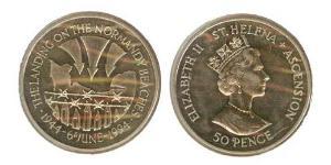 50 Пенни Остров Святой Елены (1981 - ) Никель/Медь Елизавета II (1926-2022)