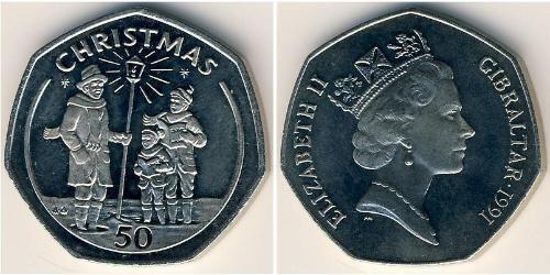 50 Пені Gibraltar (1704 - ) Нікель/Мідь 