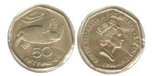 50 Пені Острів Святої Єлени (1981 - ) Нікель/Мідь Єлизавета II (1926-2022)