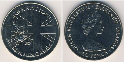 50 Пені Фолклендські острови Нікель/Мідь Єлизавета II (1926-2022)