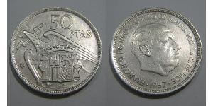 50 Песета Francoist Spain (1936 - 1975) Нікель/Мідь Франциско Франко(1892 – 1975)