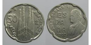 50 Песета Королівство Іспанія (1976 - ) Нікель/Мідь Хуан Карлос I (1938 - )