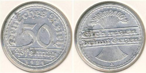 50 Пфенниг Веймарская республика (1918-1933) Алюминий 