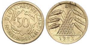 50 Рейхспфеніг / 50 Пфеніг Веймарська республіка (1918-1933) Латунь 