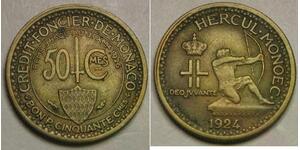 50 Сантим Монако (1297 - )  Луи II князь Монако (1870-1949)