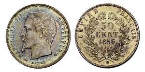 50 Сантим Вторая французская империя (1852-1870) Серебро Наполеон III Бонапарт (1808-1873)