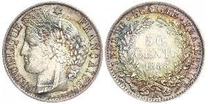 50 Сантим Третья французская республика (1870-1940)  Серебро 