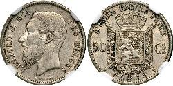50 Сантім Бельгія Срібло Леопольд II (1835 - 1909)