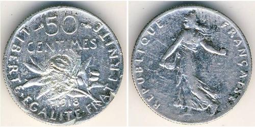 50 Сантім Перша Французька республіка  (1792-1804) Срібло 
