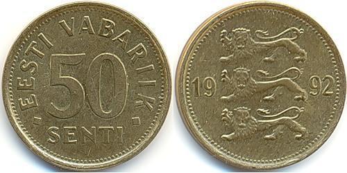 50 Сент Эстония (1991 - ) Алюминий/Бронза 