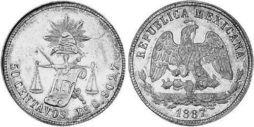 50 Сентаво Соединённые Штаты Мексики (1867 - ) Серебро 