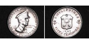50 Сентаво Филиппины Серебро Douglas MacArthur (1880 - 1964) 