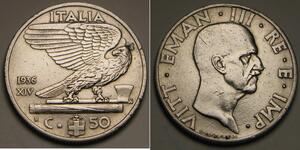 50 Сентесімо Kingdom of Italy (1861-1946) Залізо 