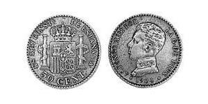 50 Сентимо Королевство Испания (1874 - 1931) Серебро Alfonso XIII of Spain (1886 - 1941)