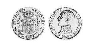 50 Сентимо Королевство Испания (1874 - 1931) Серебро Alfonso XIII of Spain (1886 - 1941)