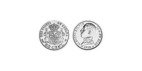 50 Сентимо Королевство Испания (1874 - 1931) Серебро Alfonso XIII of Spain (1886 - 1941)