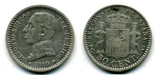 50 Сентімо Королівство Іспанія (1874 - 1931)  