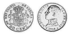50 Сентімо Королівство Іспанія (1874 - 1931) Срібло Alfonso XIII of Spain (1886 - 1941)