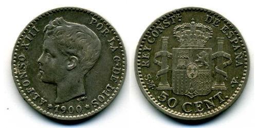 50 Сентімо Королівство Іспанія (1874 - 1931) Срібло Alfonso XIII of Spain (1886 - 1941)
