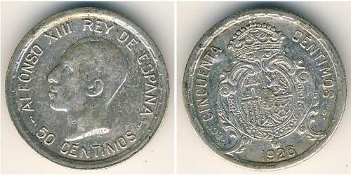 50 Сентімо Королівство Іспанія (1874 - 1931) Срібло Alfonso XIII of Spain (1886 - 1941)
