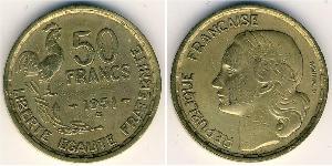 50 Франк Четвёртая французская республика (1946-1958) Алюминий/Бронза 