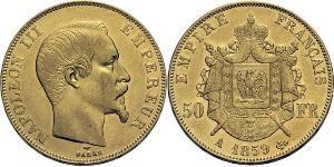 50 Франк Second French Empire (1852-1870) Золото Наполеон ІІІ Бонапарт (1808-1873)