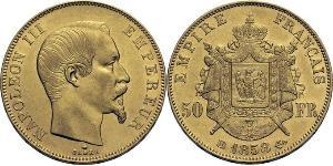 50 Франк Second French Empire (1852-1870) Золото Наполеон ІІІ Бонапарт (1808-1873)