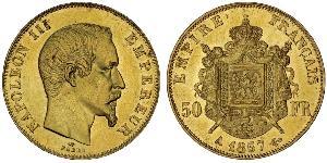 50 Франк Second French Empire (1852-1870) Золото Наполеон ІІІ Бонапарт (1808-1873)