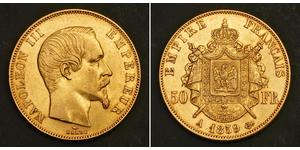 50 Франк Second French Empire (1852-1870) Золото Наполеон ІІІ Бонапарт (1808-1873)