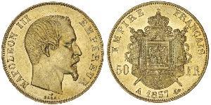 50 Франк Second French Empire (1852-1870) Золото Наполеон ІІІ Бонапарт (1808-1873)