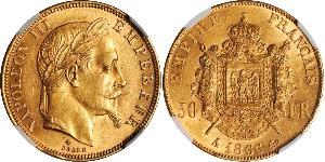 50 Франк Second French Empire (1852-1870) Золото Наполеон ІІІ Бонапарт (1808-1873)