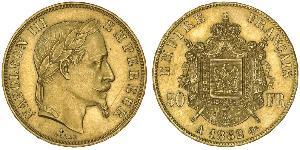 50 Франк Вторая французская империя (1852-1870) Золото Наполеон III Бонапарт (1808-1873)